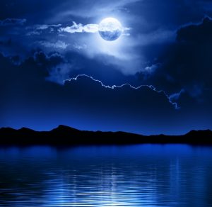 Moon and Clouds over water